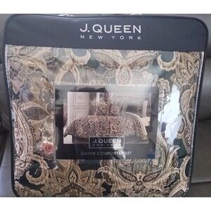 J. Queen New York Terra Damask 4-Pc. Queen Comforter Set Queen Green/Gold New